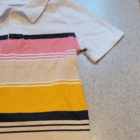 Carter's Colorful Striped Polo Shirt - White, Pink, Yellow Size 5T - Picture 6 of 7
